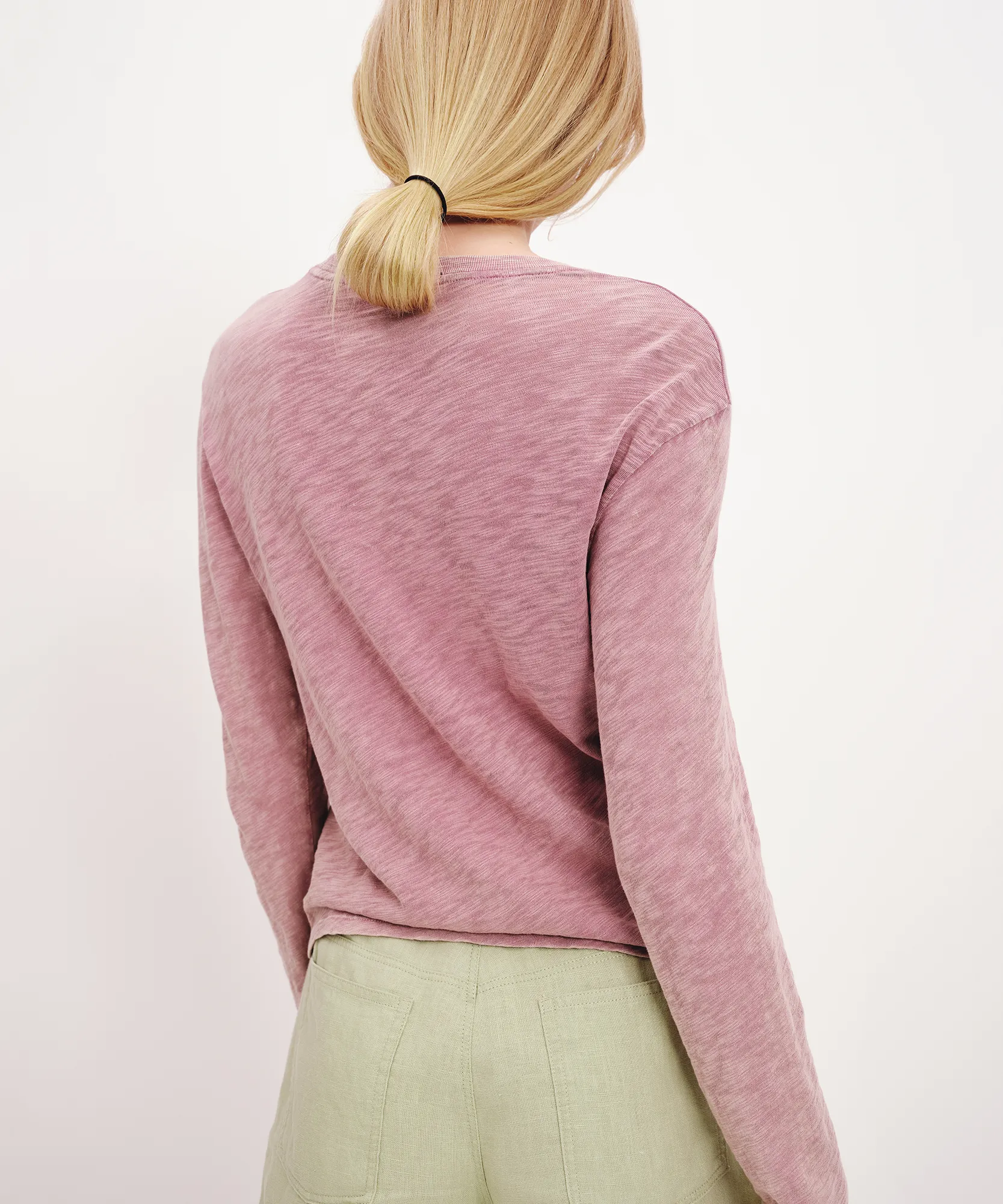 Slub Jersey with Chroma Wash Long Sleeve Crop Tee - Wisty Mauve