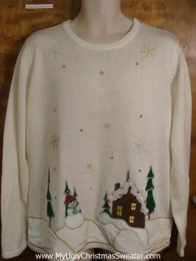 Snowy House Bad Christmas Sweater