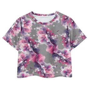 Splatter Gray Girls Crop T -shirt