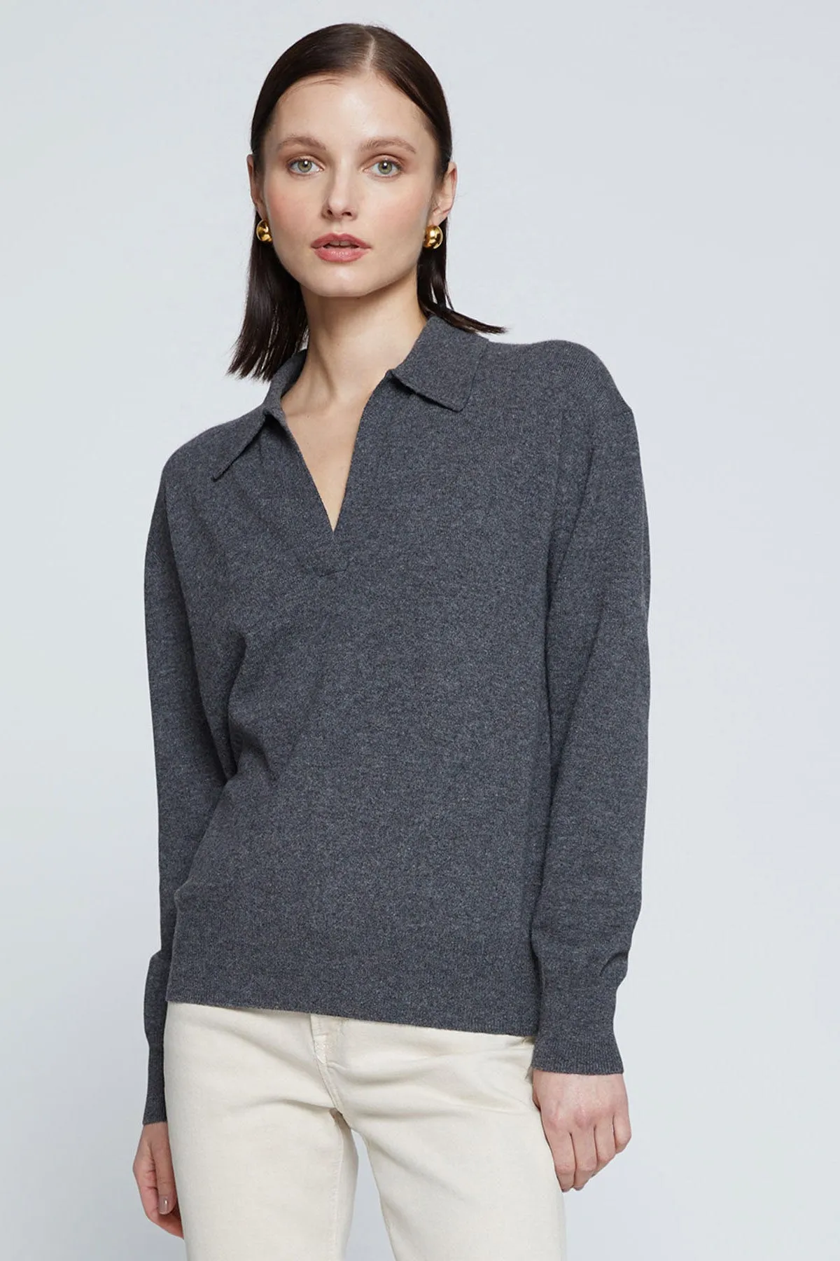 Stateside Johnny Collar Sweater in Charcoal