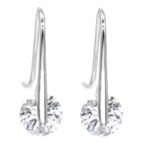 Sterling Silver Drop Earrings with Floating Swarovski Crystals