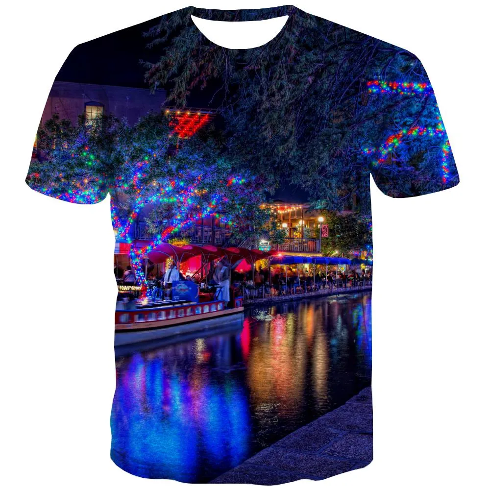 street lighting t shirt festival Cool Casual Christmas men art costume