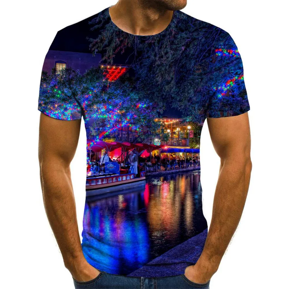 street lighting t shirt festival Cool Casual Christmas men art costume