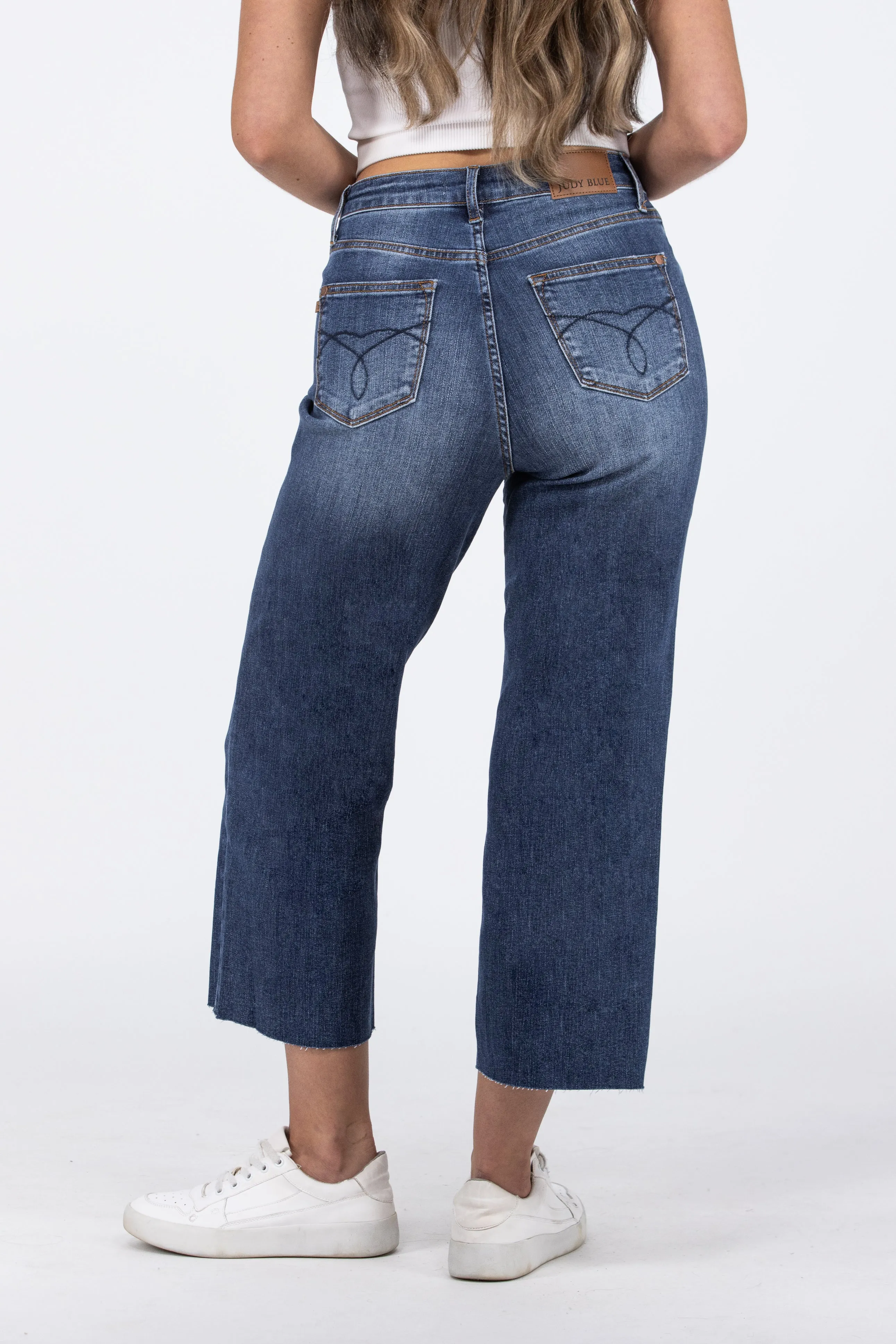 Swaying To The Beat from Judy Blue: High-Rise Crop Wide Leg Denim