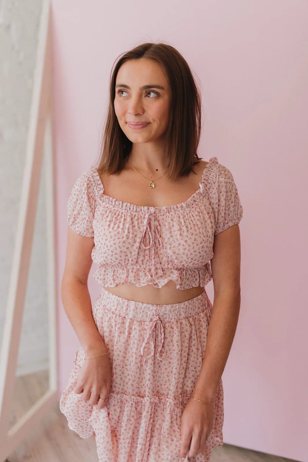 Sweet Blossom Light Pink Crop Top