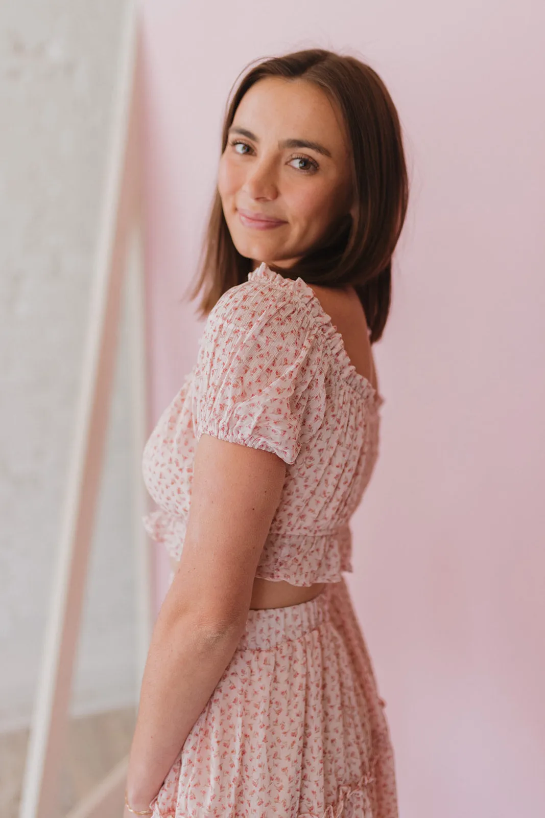 Sweet Blossom Light Pink Crop Top