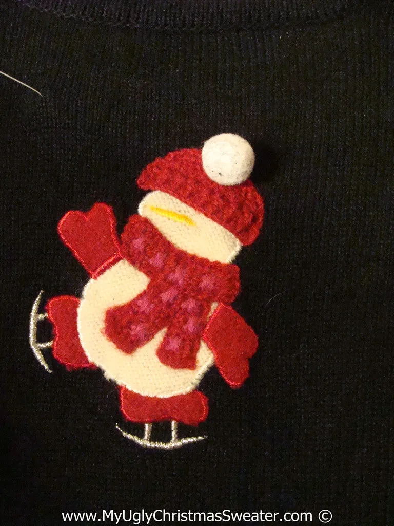 Tacky Christmas Sweater with Skating Snowmen (f1257)