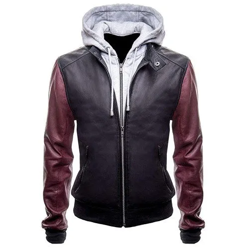 The Flash Genuine Real Leather Jacket With Hoodie