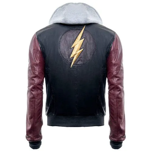 The Flash Genuine Real Leather Jacket With Hoodie