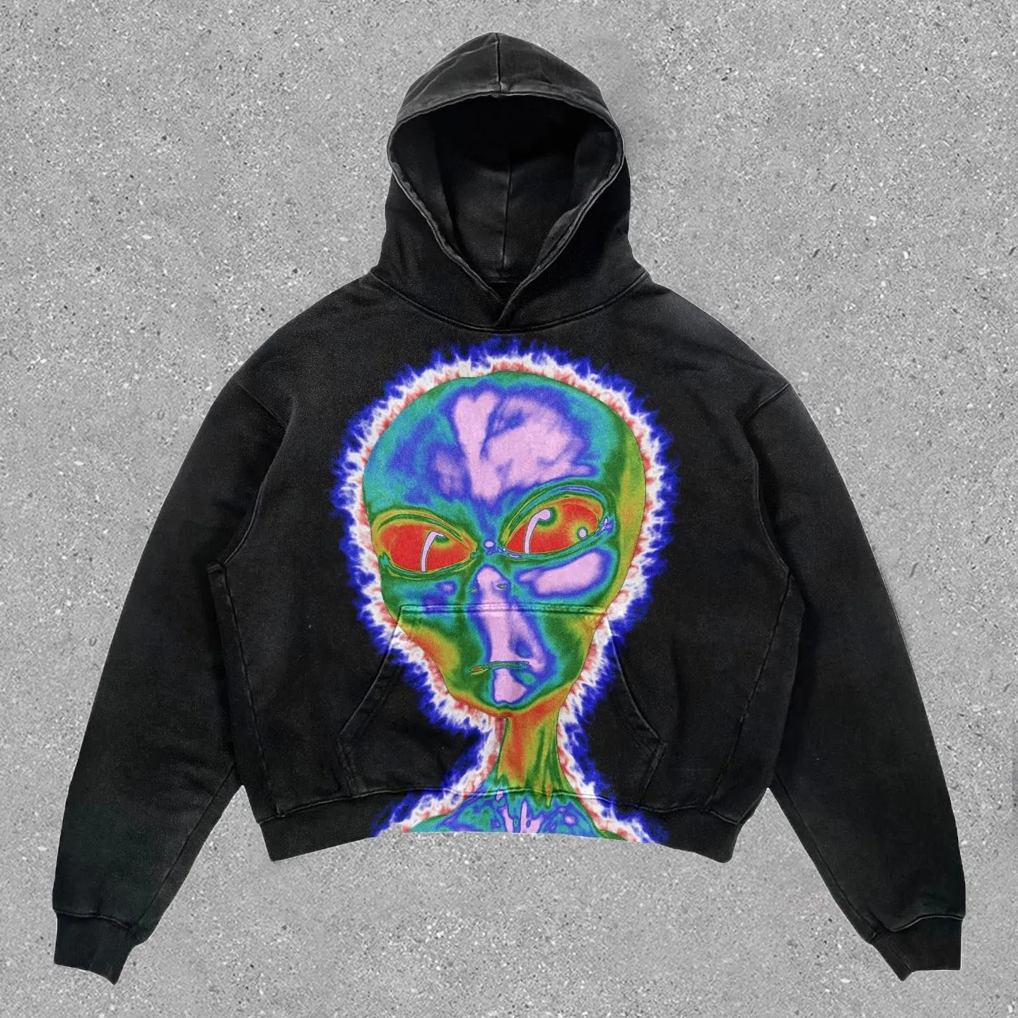 Trendy Alien Print Hoodie