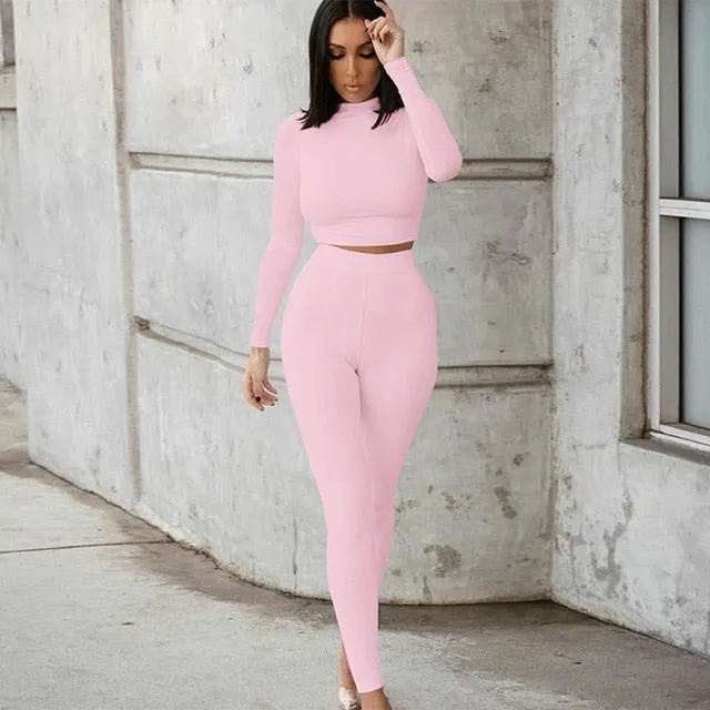 Trendy Crop Tops And High Waist Leggings Set