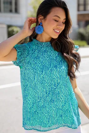 Trendy Inclination Jade Spotted Blouse