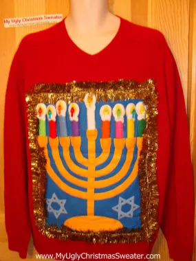 Ugly Christmas Sweater Party Hanukkah Sweater (j90)