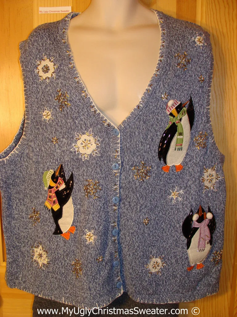 Ugly Christmas Sweater Party Penguin Tacky Christmas Sweater Vest Wmn / Mens XXL (f1272)