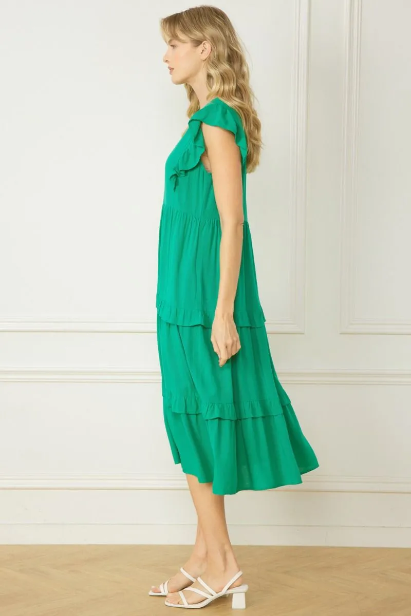 V-Neck Midi Dress