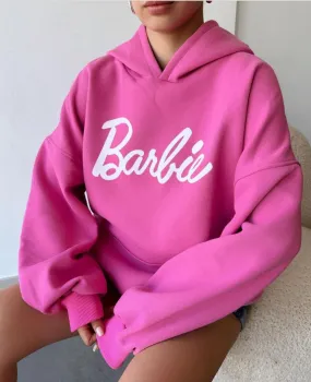 Viral Barbie Printed Retro Casual Versatile Hoodie For Girls