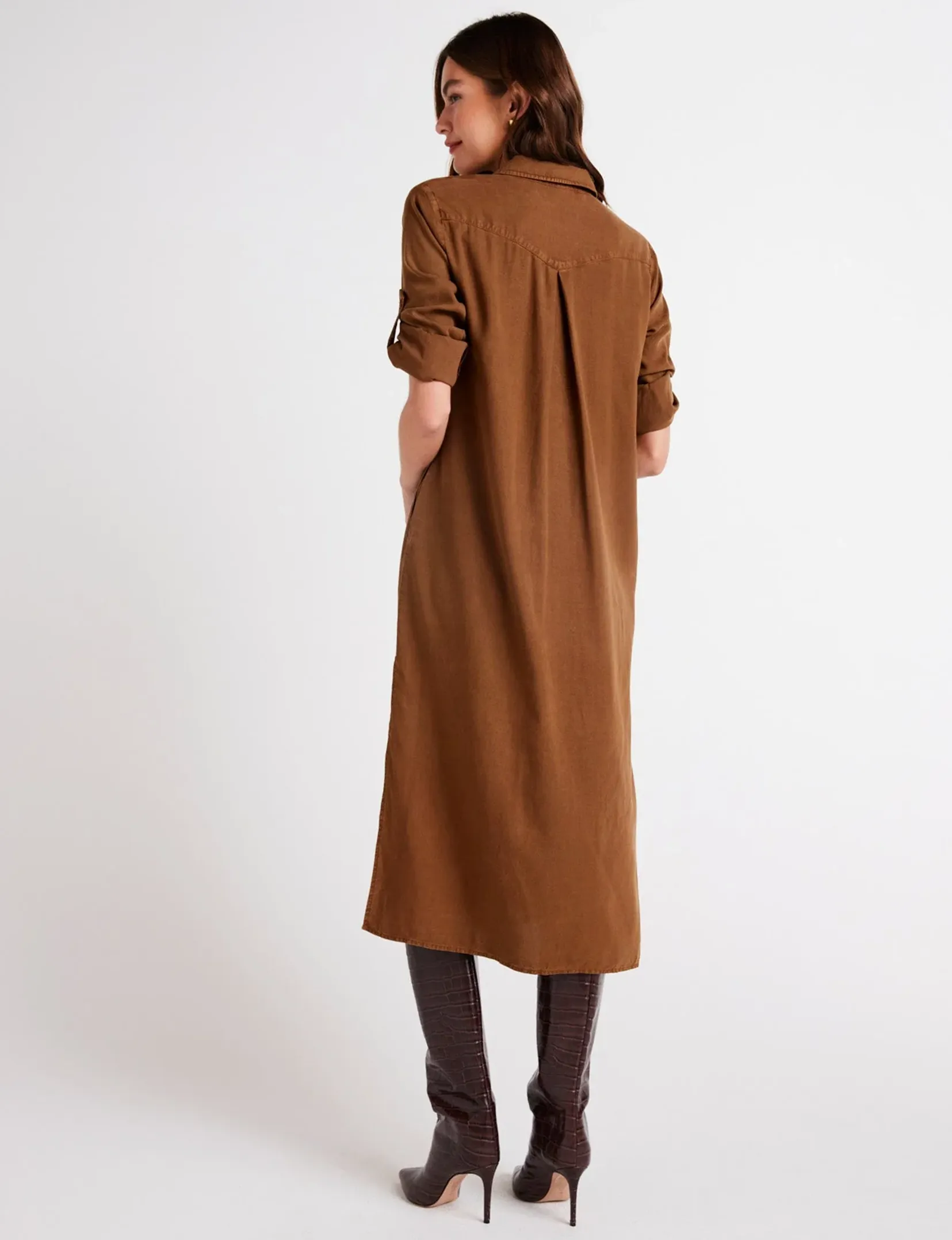 Western Yoke Duster Dress, Twilight Gold